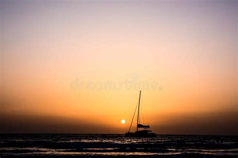 Sail Boat Silhouette at Sunset Stock Photo - Image of yellow, dusk: 119759482