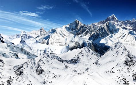 Winter landscape - Snowy mountain peaks