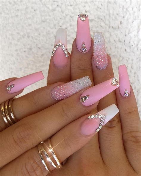 baby pink and crystal nails #glitternails | Nails design with rhinestones, Bling nails, Baby ...