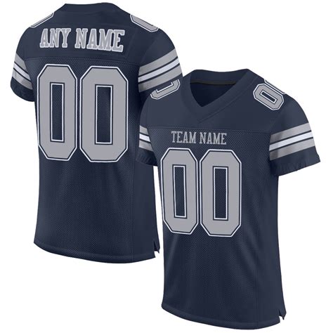 Custom Navy Gray-White Mesh Authentic Football Jersey – Fiitg