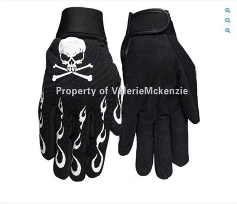 Skull Crossbones Flames Skeleton Mechanics Gloves Heavy Duty Barry ...