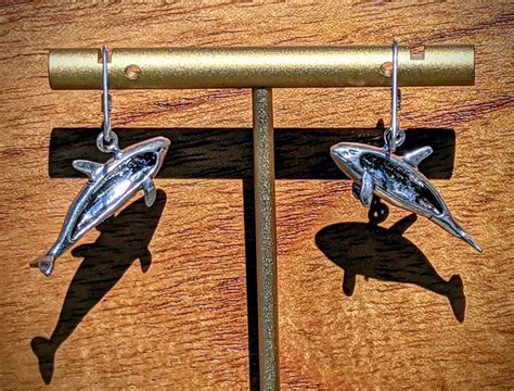 Silver Dolphin Dangle Earrings, 925 Silver, Made in Italy. Porpoise ...