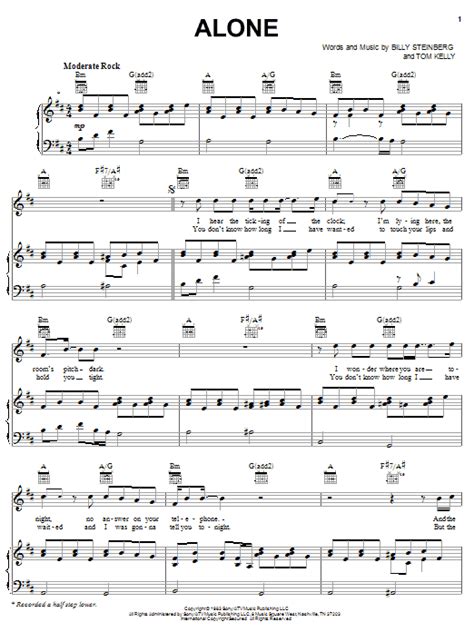 Alone sheet music by Heart (Piano, Vocal & Guitar (Right-Hand Melody ...