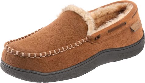 Amazon.com | Zigzagger Set of 2 Pairs of Men's Moccasin Slippers, Size 10, Tan & Felt Grey | Shoes