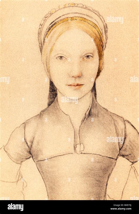 Sketch by Hans Holbein the Younger; Portrait of Jane Boleyn, Lady Parker, sister in law to Anne ...