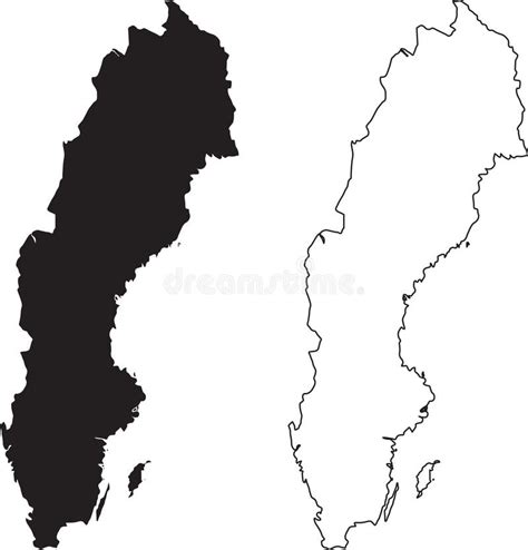 Black Outline Of Sweden Map Stock Vector - Illustration of land ...