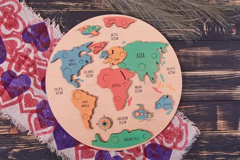 Kids World Map Wooden Toys , Montessori Puzzle, Wooden World Map, Educational Toy - Etsy | Kids ...