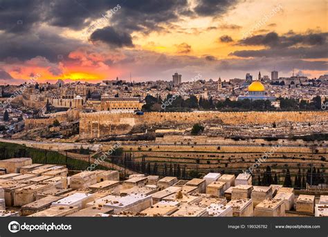 Jerusalem Israel Old City Skyline Dusk Mount Olives – Stock Editorial ...