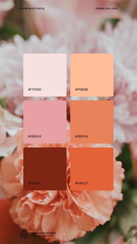 2024 Color Trends: Peach Fuzz Palettes | Color palette design, Color trends, Hex color palette