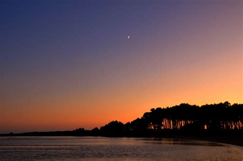 Wallpaper : sunset, Moon, beach, playa, Luna, Galicia, puestadesol ...