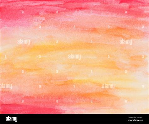 Abstract hand painted full frame watercolor background in red, orange ...