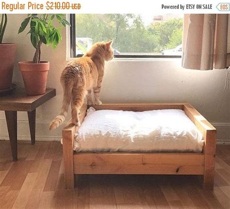 SPRING FEVER Small Cat Bed - Cat Bed - Raised Cat Bed - Washable Cat Bed - Wooden Cat Bed - Cat ...