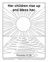 Her Children Rise Up And Bless Coloring Page  Childrens Bible sketch template