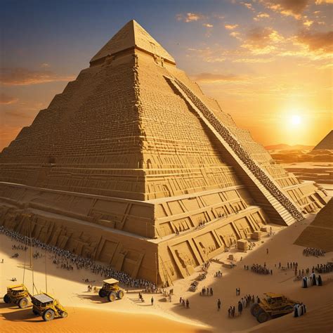 Ancient Egyptian pyramids under construction thronged by num... by 참어 ...