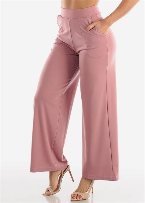Moda Xpress - Womens High Waisted Dress Pants Career Wear Wide Legged ...