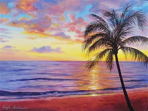 Beach Sunset With Palm Trees Painting Photos Cantik - vrogue.co