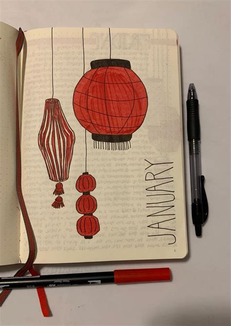 January Chinese New Year Bullet Journal Cover Page | Bullet journal cover page, Bullet journal ...