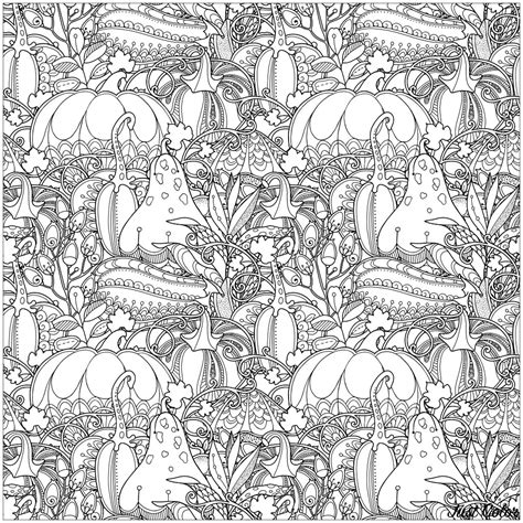 Thanksgiving pumpkin with flowers - Thanksgiving Adult Coloring Pages