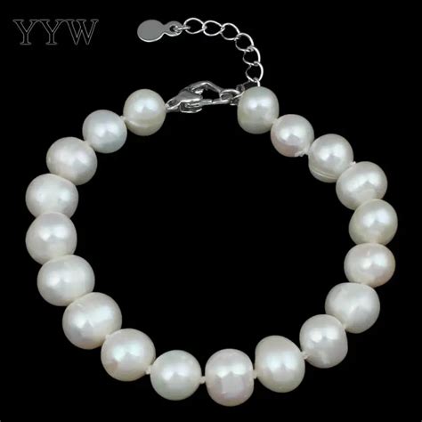 YYW Freshwater Cultured Pearl Bracelet Freshwater Pearl Potato natural white 9 10mm Sold Per ...