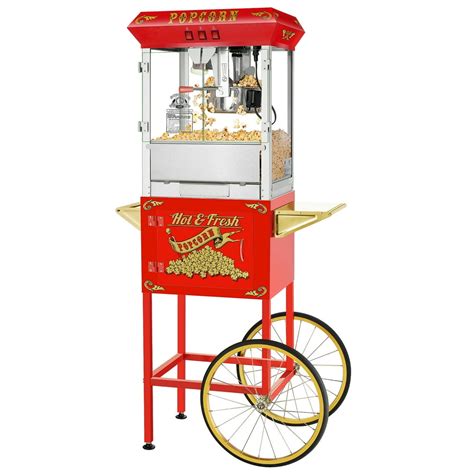 Superior Popcorn Company Hot and Fresh Popcorn Popper Machine with Cart - 8 oz, Red - Walmart ...