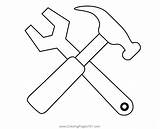 Hammer And Wrench Coloring Page For Kids  Free Hardware Tools sketch template
