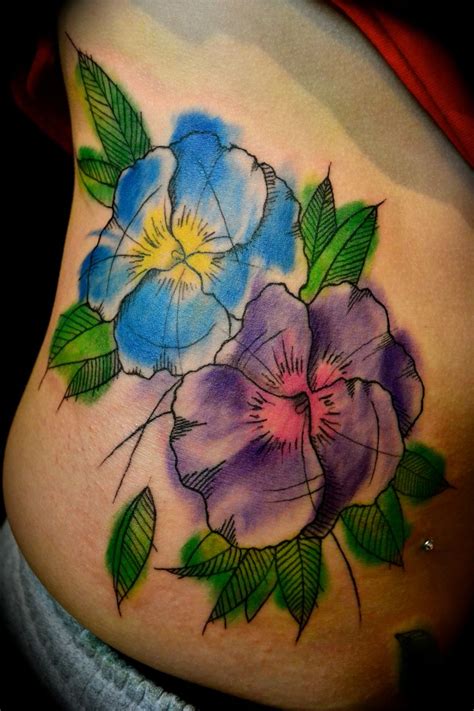 Pansies Artsy Watercolor Monster Ink Tattoo Of Sacramento | Flower tattoo designs, Watercolor ...