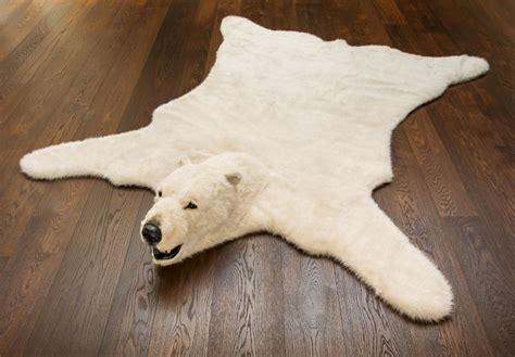 Add some classic white to your home with fluffy polar bear rug - Homecrux | Bear skin rug, Bear ...