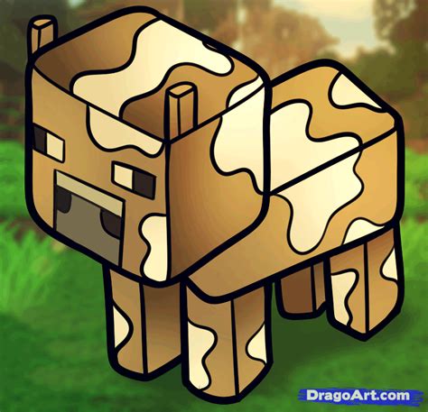 How to Draw a Minecraft Cow, Step by Step, Video Game Characters, Pop ...