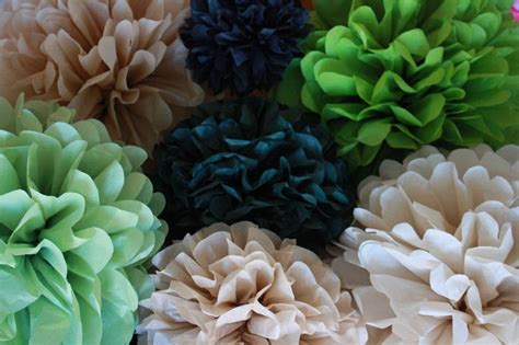 10 Tissue Paper Pom Poms Your Color Choice SALE Green | Etsy