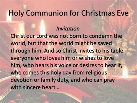 Pastor Don's Blog: Christmas Eve Litany for Holy Communion