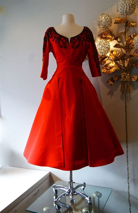 1950's ravishing red silk faille cocktail dress, a Sophie Original from Saks 5th Ave. | Vintage ...