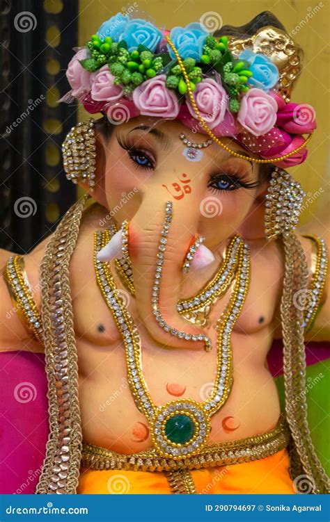 Beautiful Idol of Lord Ganpati on Display Stock Image - Image of ...