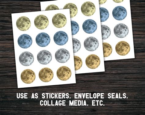 Full Moon Sticker Sheet Printable Template Moon Party | Etsy