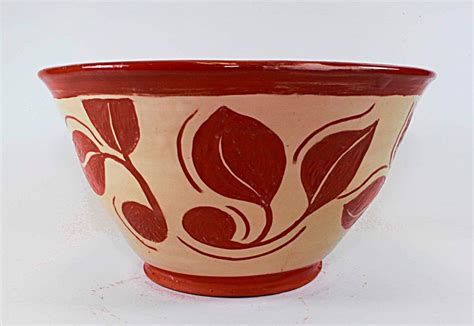 Handmade pottery bowl, Tan and Brown Bowl, Leaf Design, Carved Relief Pattern, ceramic SKU149-4 ...