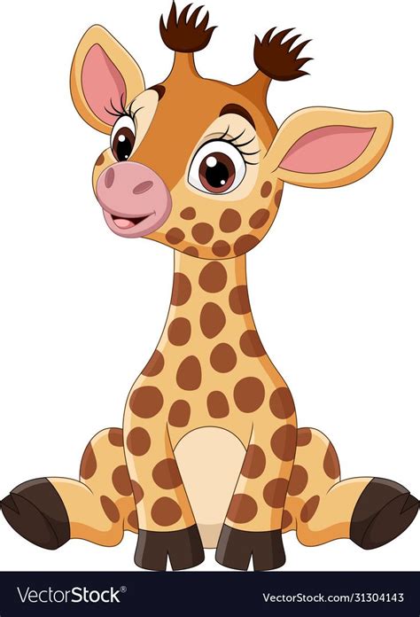 Illustration of Cute baby giraffe cartoon sitting. Download a Free Preview or High Quality Adobe ...