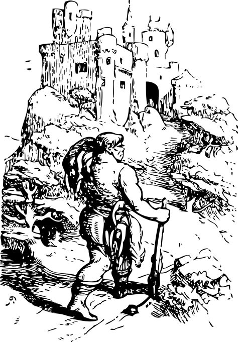 Clipart - giant going to castle