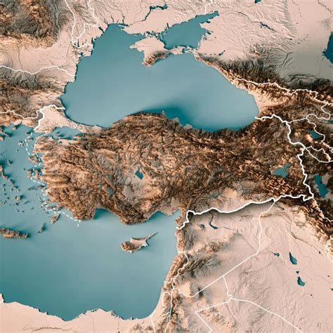 Relief map of western parts of the Armenian Highland and countries ...