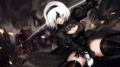 HD wallpaper: 2b, blindfold 01, Automata Yorha, sensuality, sexy, woman ...