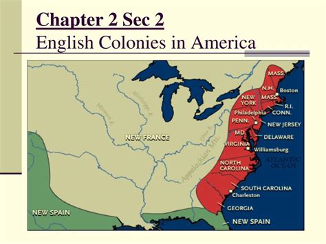 PPT - Chapter 2 Sec 2 English Colonies in America PowerPoint ...