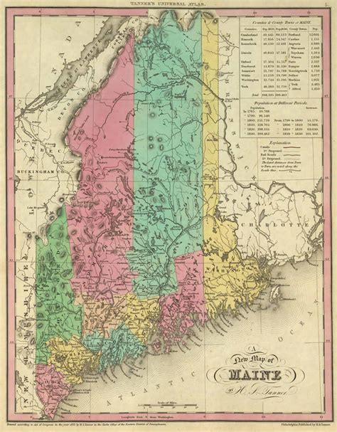 Old Historical City, County and State Maps of Maine in 2022 | Maine map, World atlas map ...