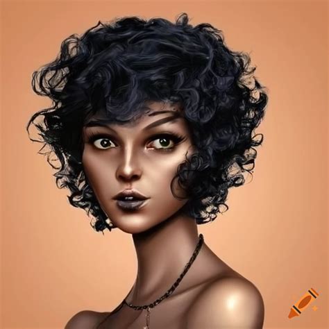 Fantasy portrait of a female with syren features and orange skin against a distorted black ...