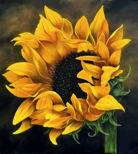 Sunflower Painting Original on Canvas, Large Flower Landscape, Floral Wall Art, Home Decor ...