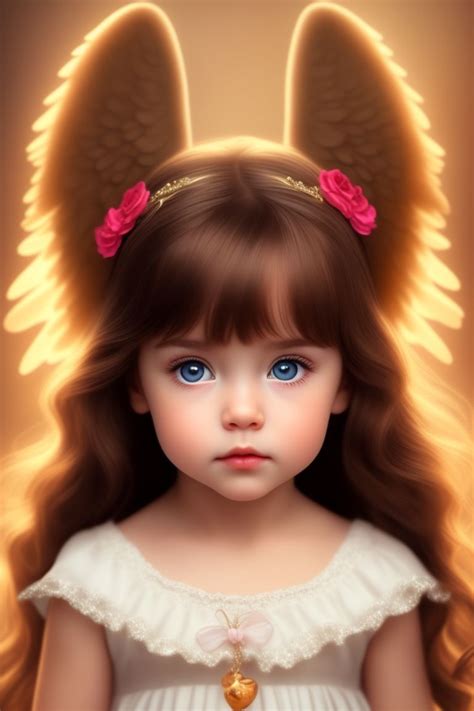 fabianno: pretty little girl, with angel wings, pretty eyes, brown hair ...