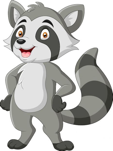 Premium Vector | Cute cartoon happy raccoon illustration