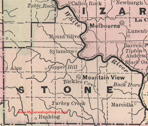 Stone County, Arkansas 1889 Map