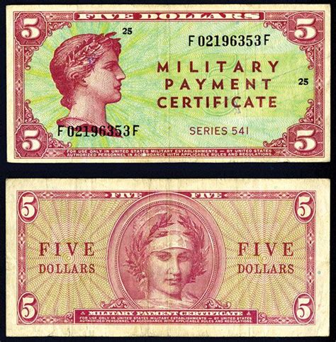 Military Payment Certificate, Series 541, $5 First Printing (1958-61).
