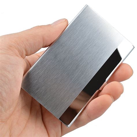 Pocket Stainless Steel & Metal Business Card Holder Case ID Credit ...