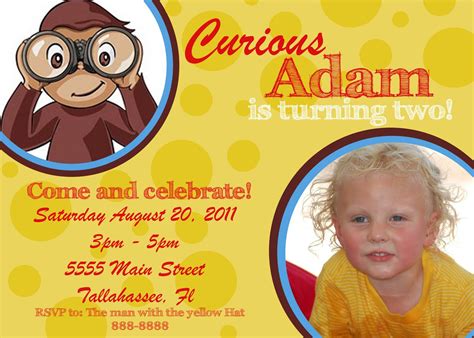 FREE Printable Curious George Personalized Invitations Template ...