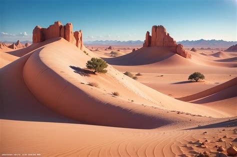 Premium AI Image | desert gobi yellow sand nature landscape desert ...