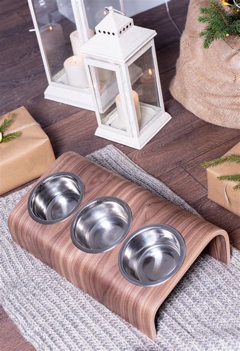 Pet Feeding Station With 3 Bowls Triple Small Dog Feeding | Etsy